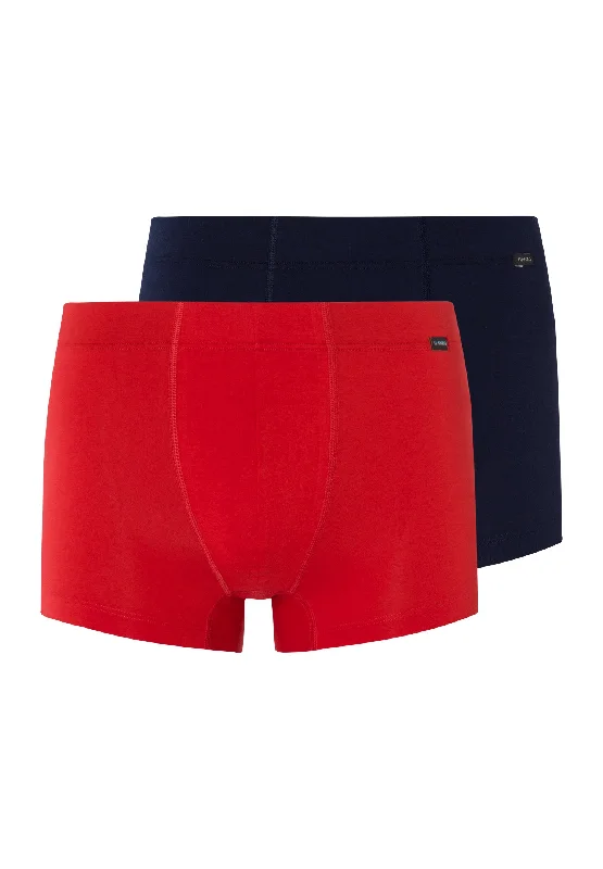 Cotton Essentials 2-Pack Cotton Boxer Briefs With Covered Waistband | Deep Navy/ Bright Red 73079-2896