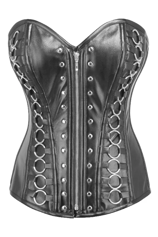 Fazer Zip Front Overbust Corset With Metal Loop Decoration