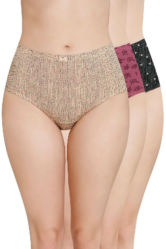 Inner Elastic Printed High Rise Full Brief Panty (Pack of 3)