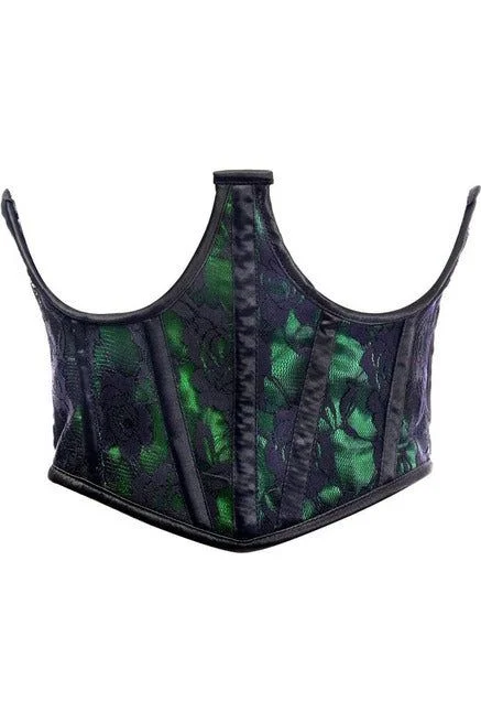 Lavish Green w/Black Lace Overlay Open Cup Waist Cincher