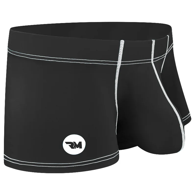 Nylon 3in Boxer Briefs No Fly 1pk Black - White Stitch