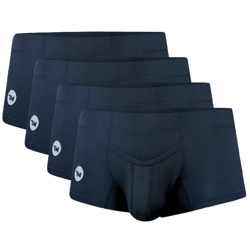 Nylon 3in Boxer Briefs V-Fly 4pk Black