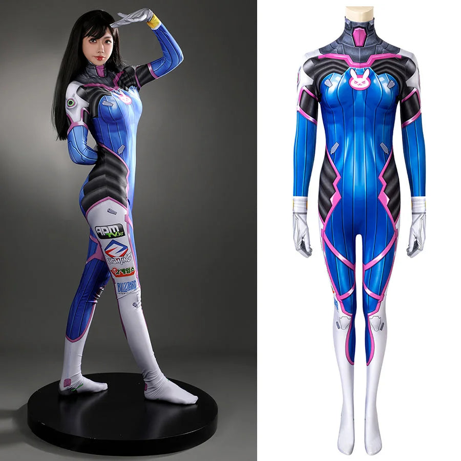 Overwatch D.Va Hana Song Cosplay Costume Jumpsuit C00022