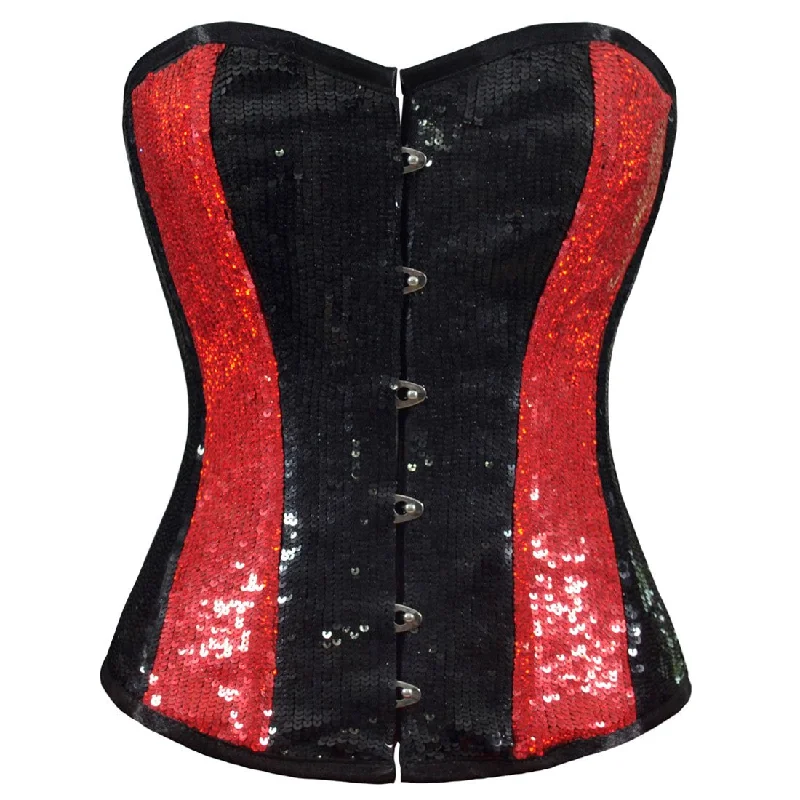 Raelinn Black Red Panel Sequenced Overbust Corset