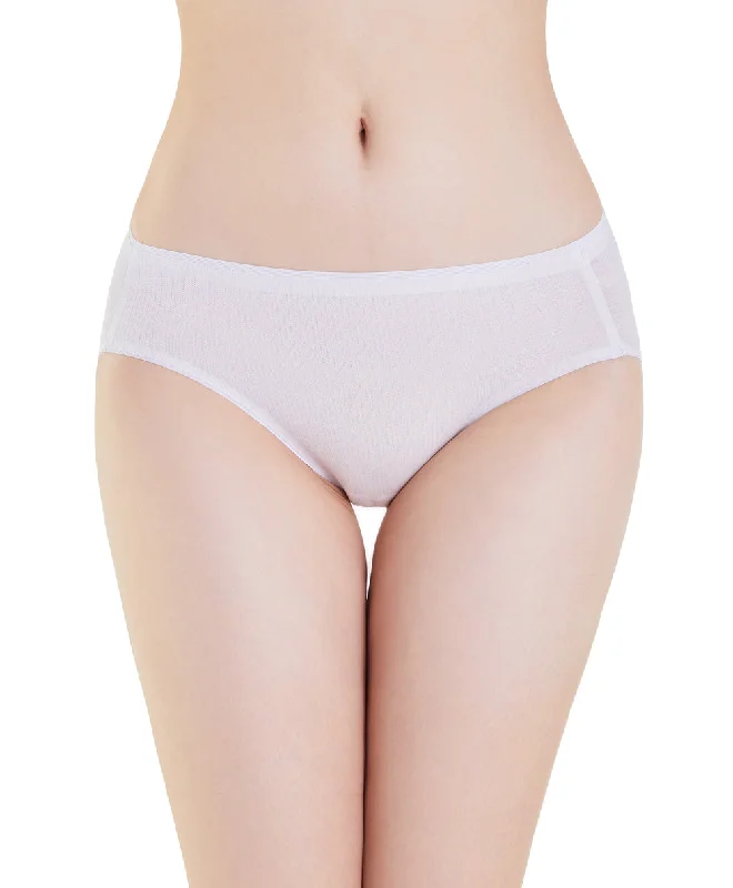 Silky Soft Laminated Seamless Pointelle Rib Mid Waist Midi Panties