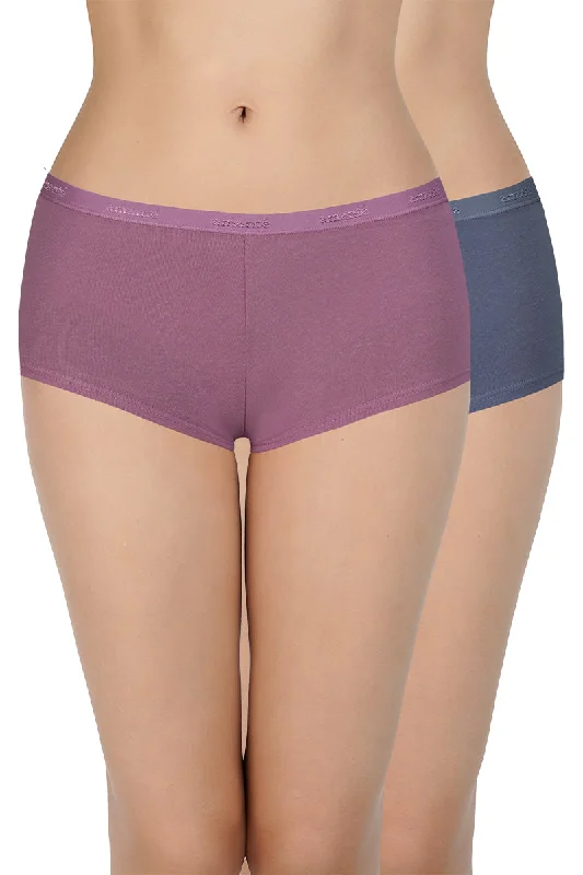 Solid Mid Rise Boyshorts (Pack of 2)