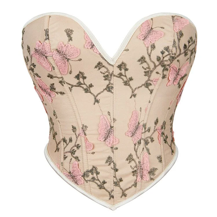 Women's Gothic Butterfly Embroidered Overbust Corset