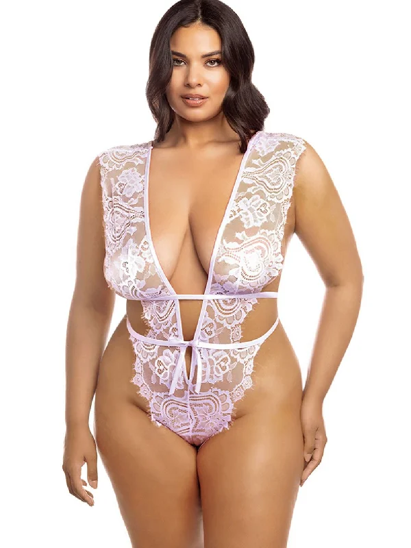 Curvy Imani Eyelash Lace Teddy