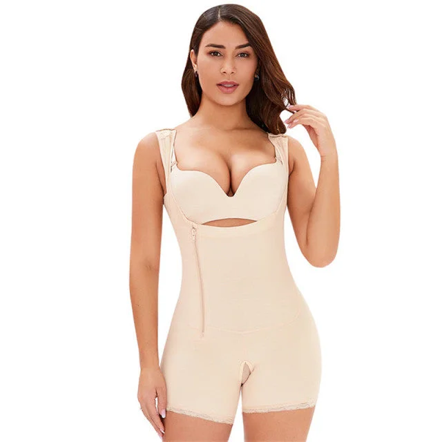 Tummy Control Butt Lifting Open Bust Bodysuit - Side Zipper